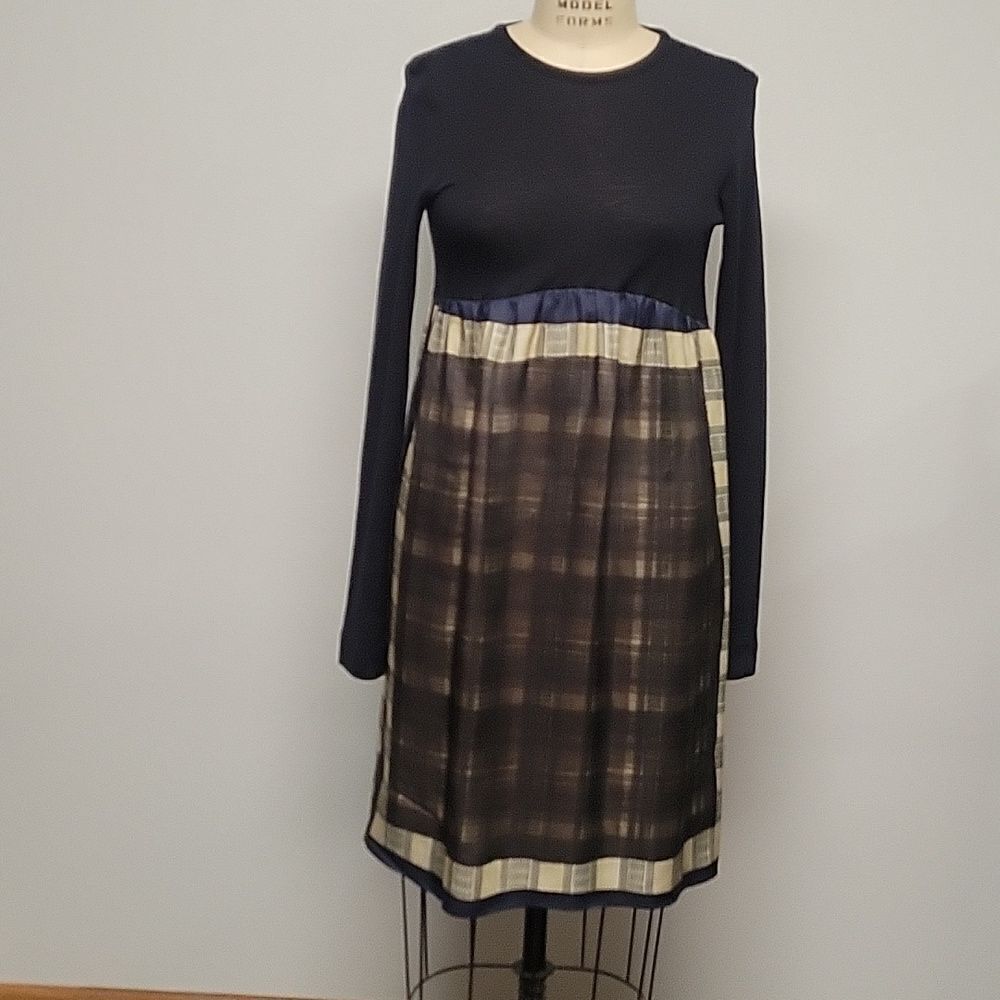 Hache Black And Navy unique design Dress. Size 42 (M) Italian